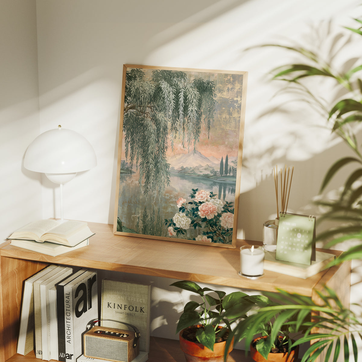 Willow Peony Chinoiserie Landscape