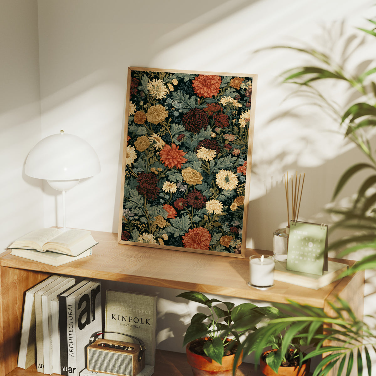Midnight Chrysanthemum Floral Pattern