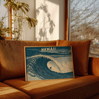 Hawaii Barrel Wave Woodcut