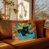 Black Bear Splashes Through Bloom