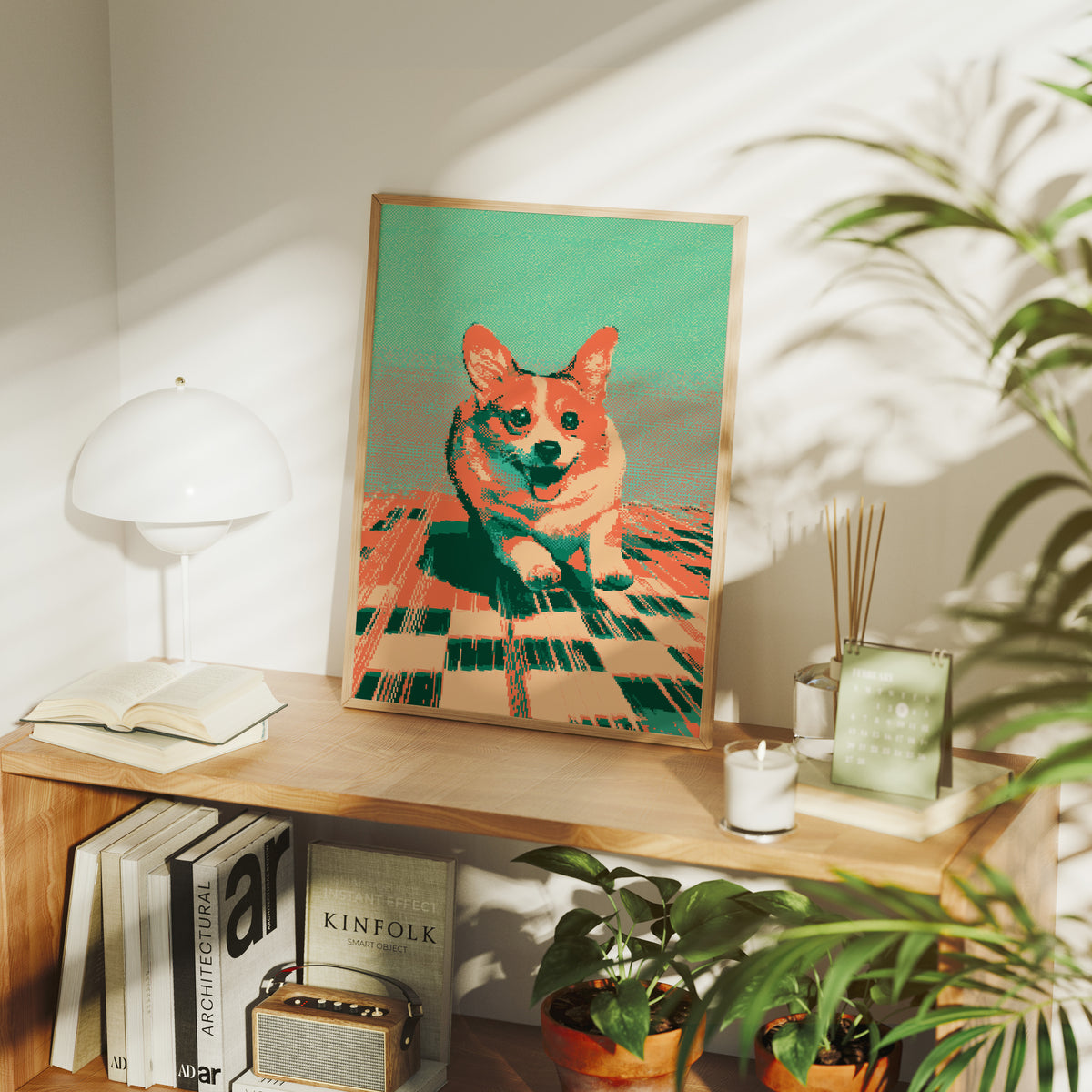 Pixelated Corgi Portrait Pop