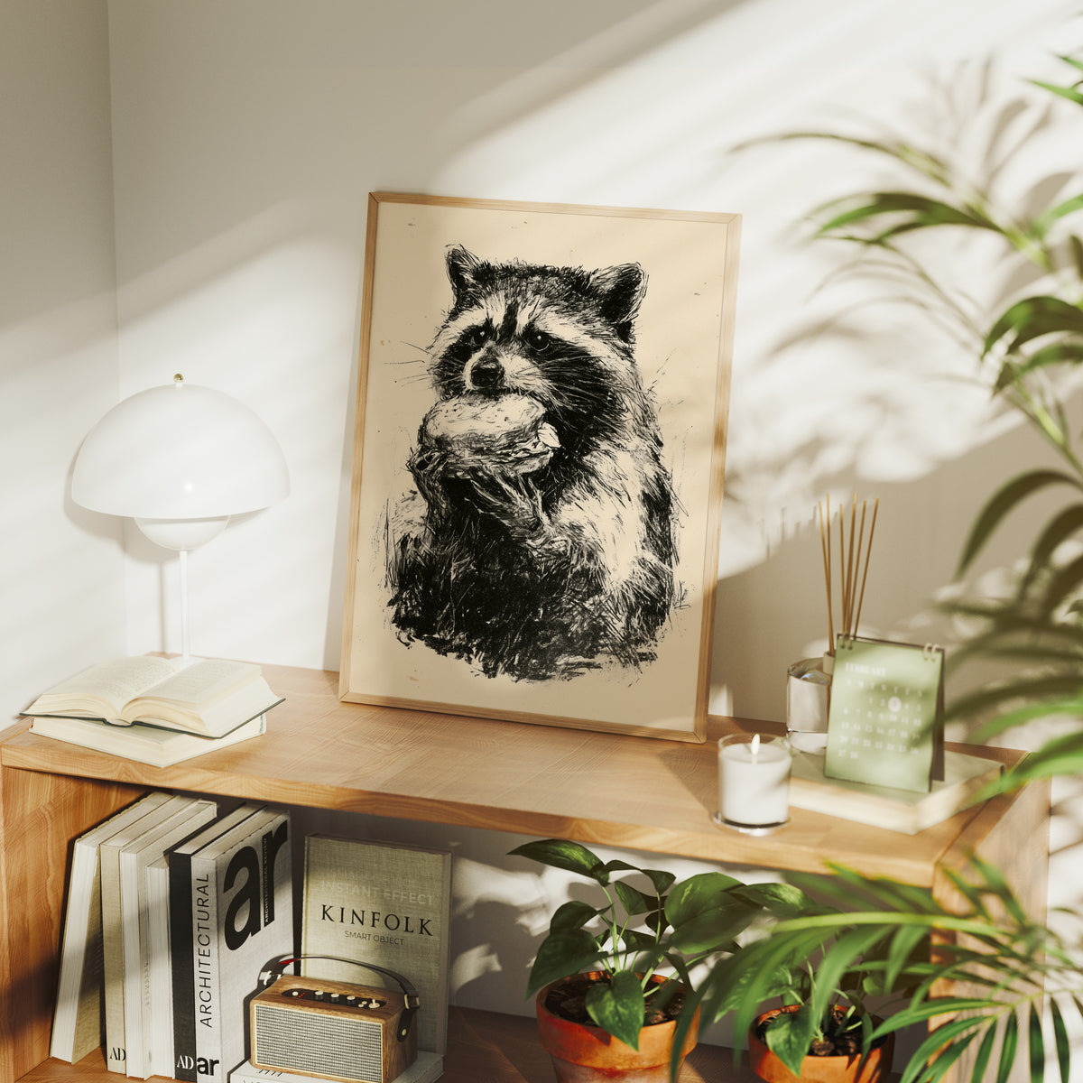 Raccoon With Stolen Snack