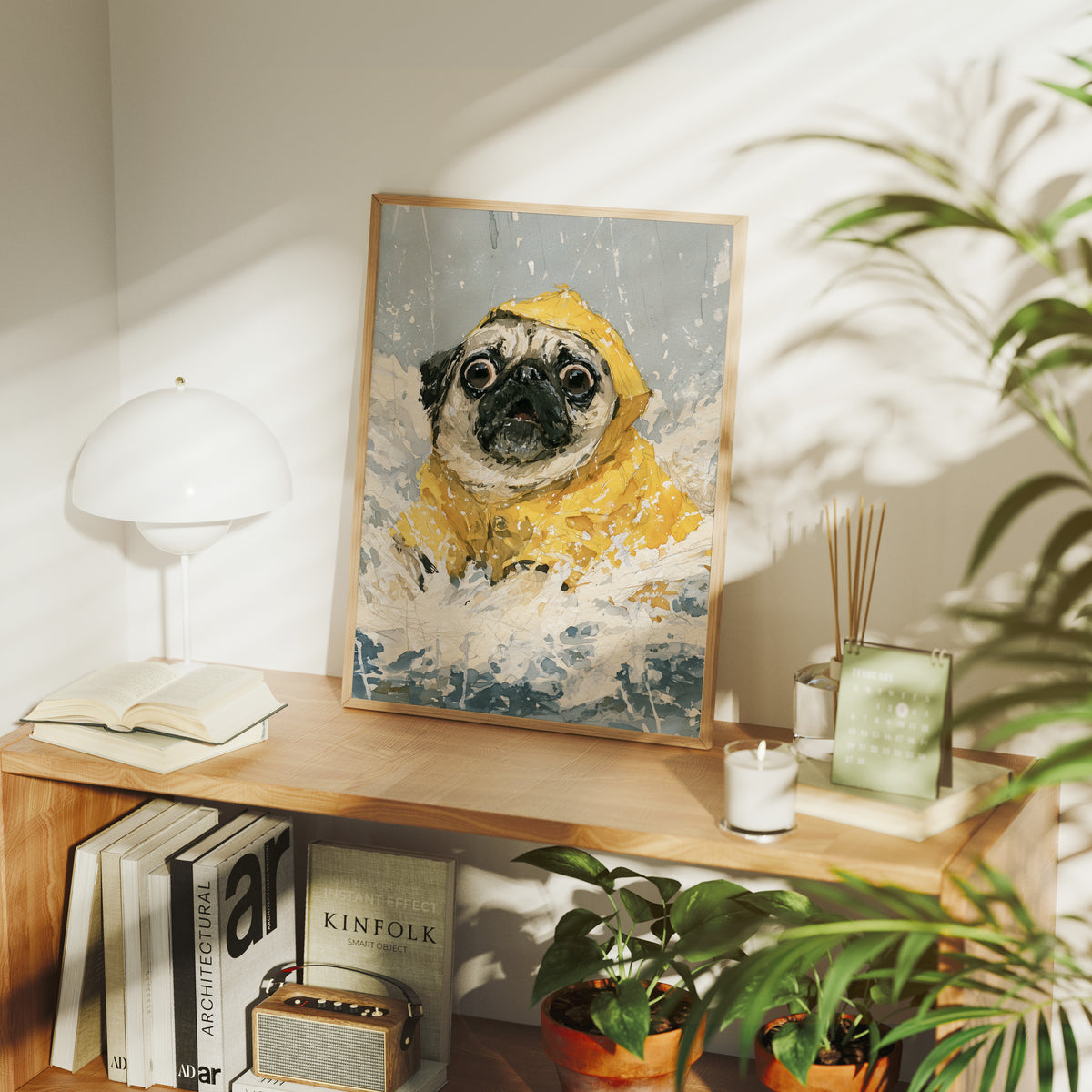 Pug Yellow Raincoat Portrait