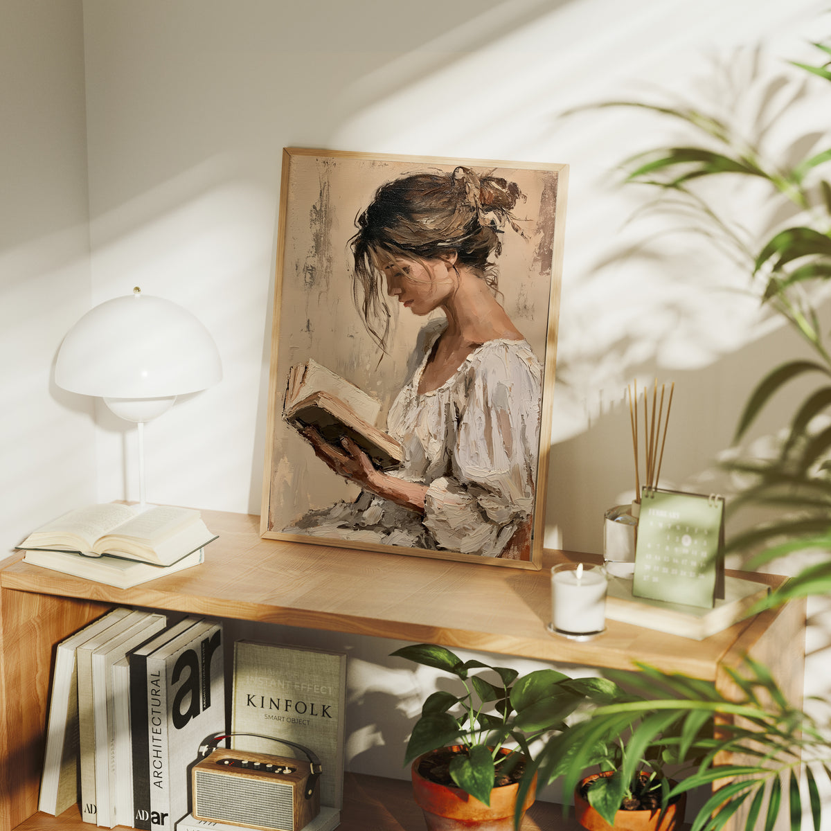 Woman Reading Impasto Portrait