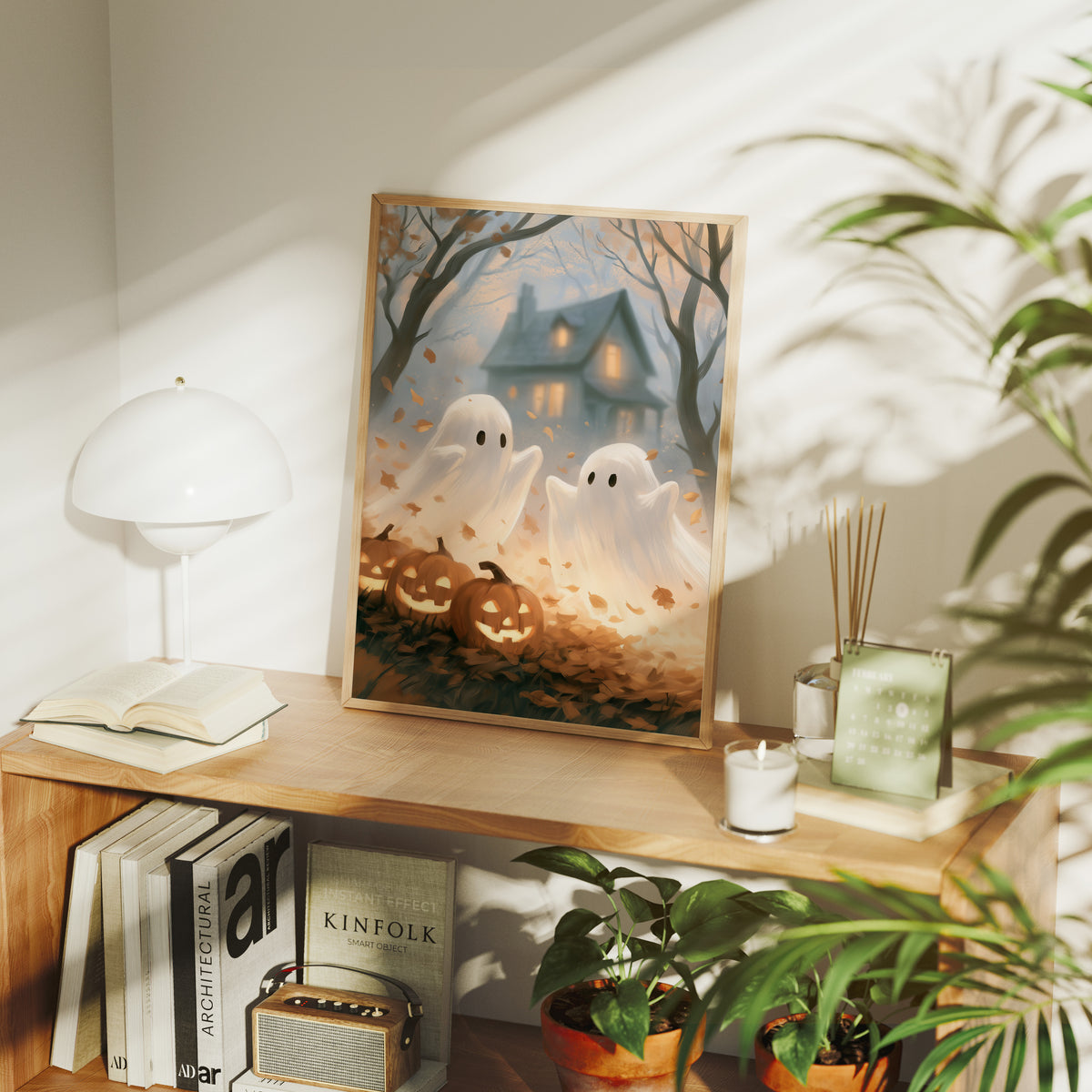 Two Ghosts and a Leaf-Blown Yard