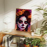 Sugar Skull in Marigold and Magenta