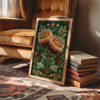 Two Peonies, One Gilded Stem