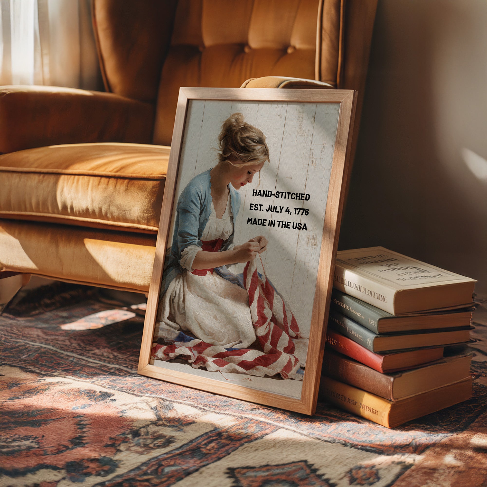Hand-Stitched, Est. July 4, 1776