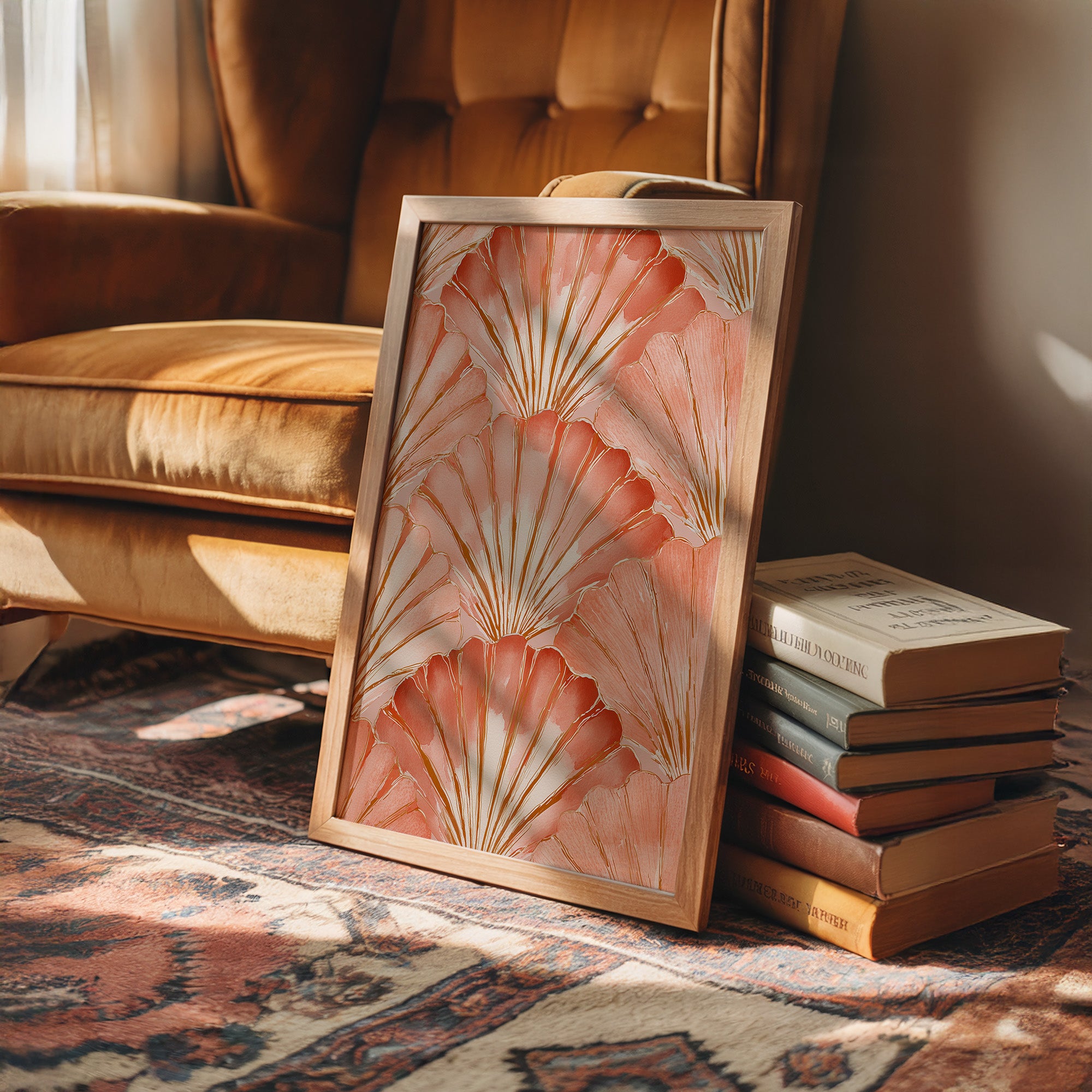 Scallop Shells in Sunset Coral