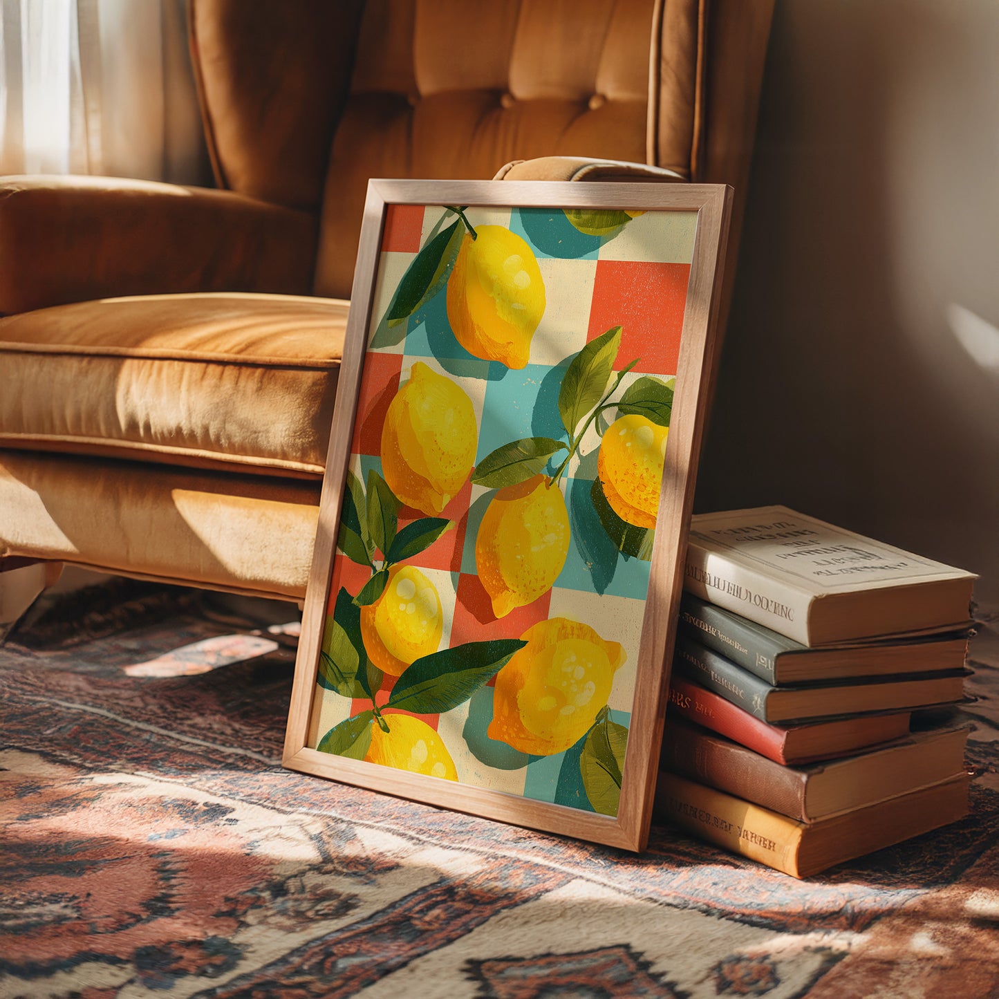 Lemons on a Retro Checkerboard