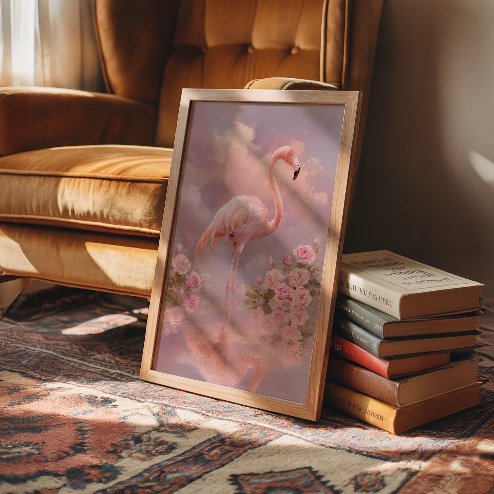 Flamingo Among the Roses