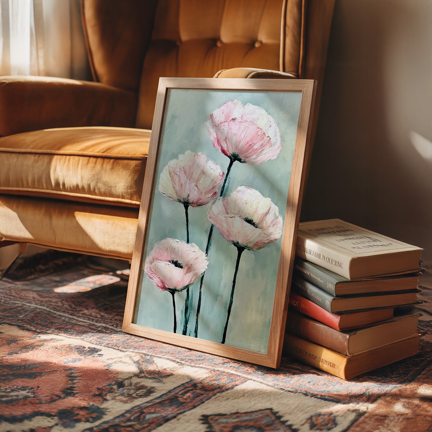 Poppies on a Pale Sage Sky