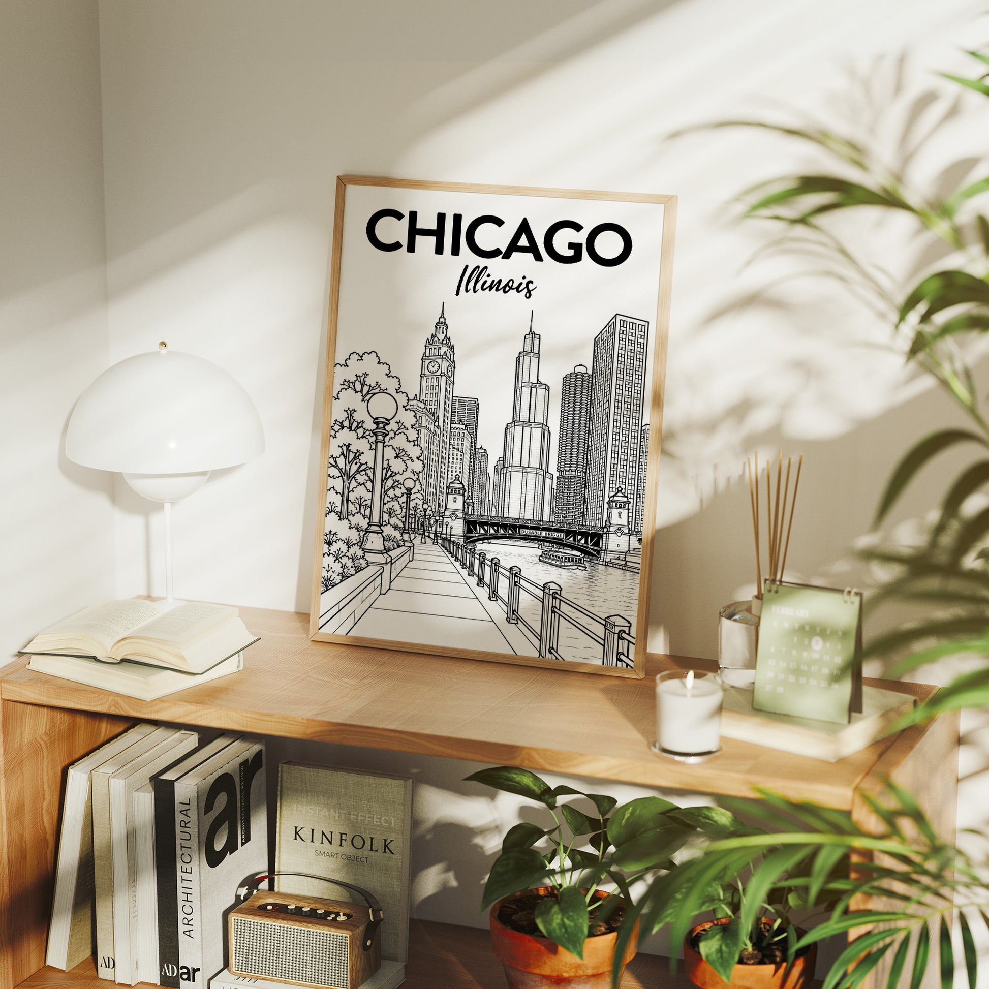 Chicago, Riverwalk Line Art