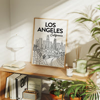 LA, Freeway Skyline Line Art