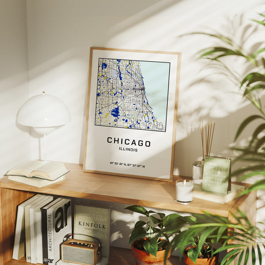 Chicago, Mapped in Navy & Gold
