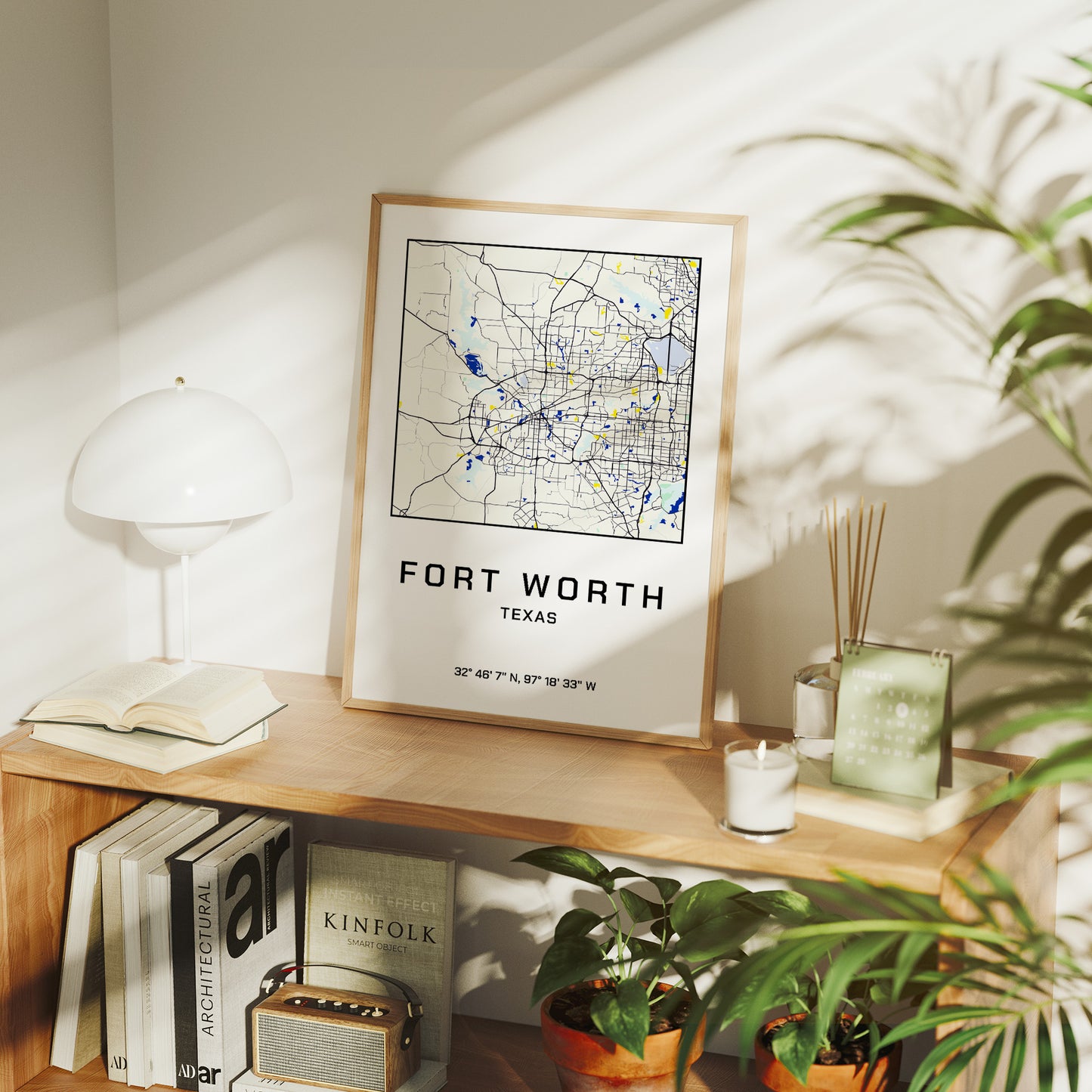 Fort Worth, Mapped in Navy & Gold