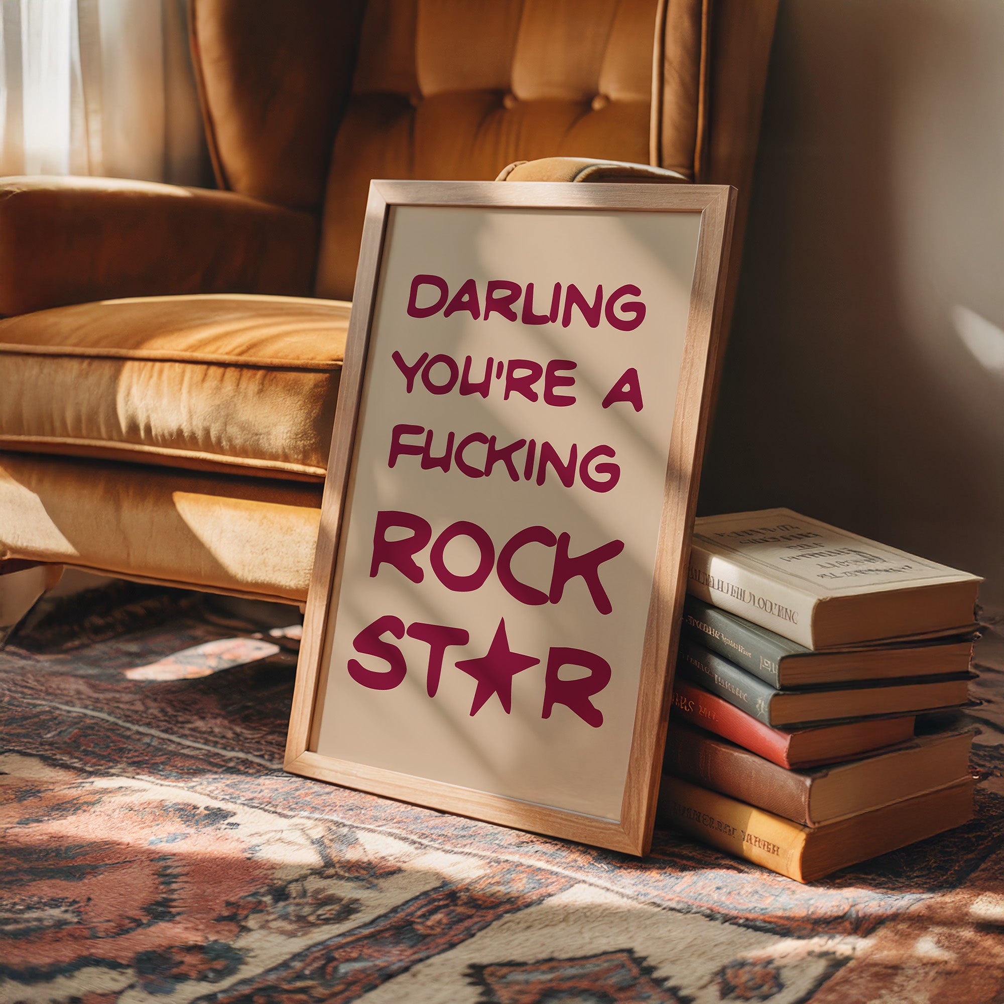 Darling You're A Rock Star — Maroon Statement Print