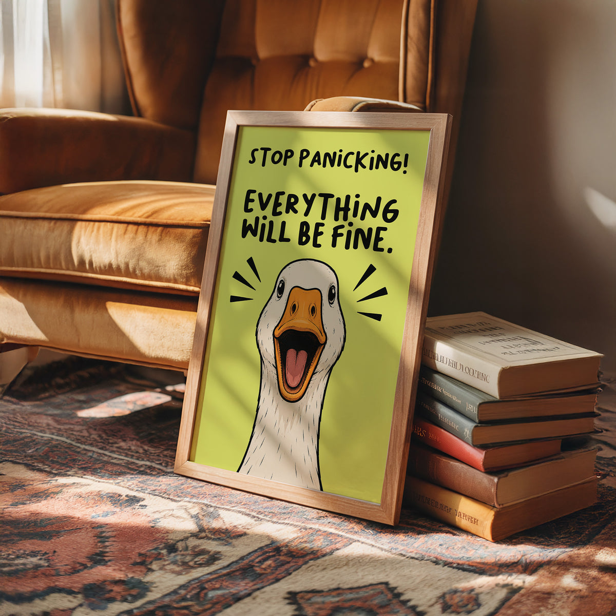 Stop Panicking! Goose Close-Up Comic Print