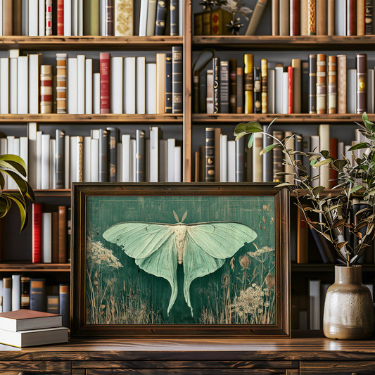 Luna Moth Among Wild Grasses