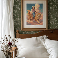 Cowgirl on a Giant Cat — Painted Western Fantasy Print