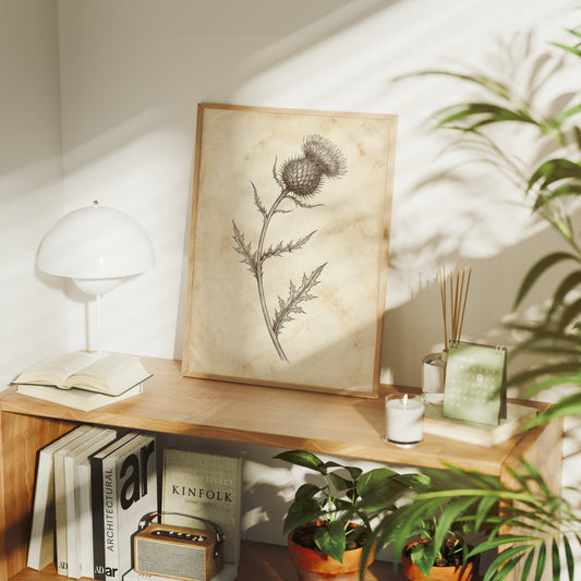 Thistle Study — Vintage Pen and Ink Botanical Print