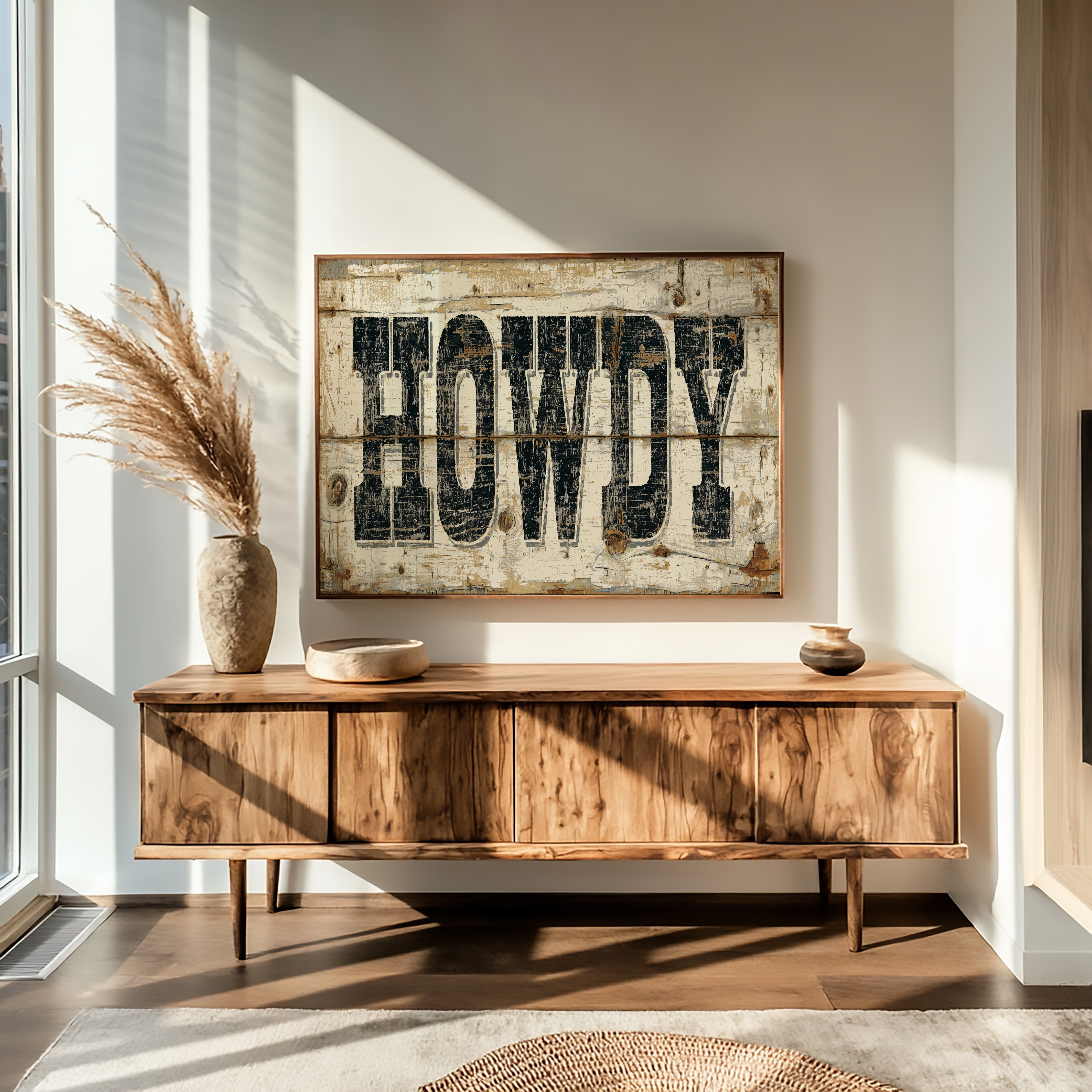 Howdy Weathered Wood Sign