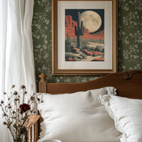 Desert Moon — Red Rock Saguaro Screenprint