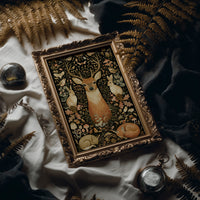 Woodland Tapestry — Blush and Gold Forest Creatures