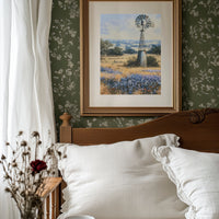 Windmill and Bluebonnets — Midday Hill Country Oil Print
