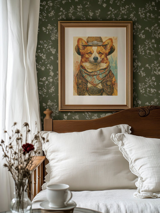Cowboy Corgi — Impasto Western Dog Portrait
