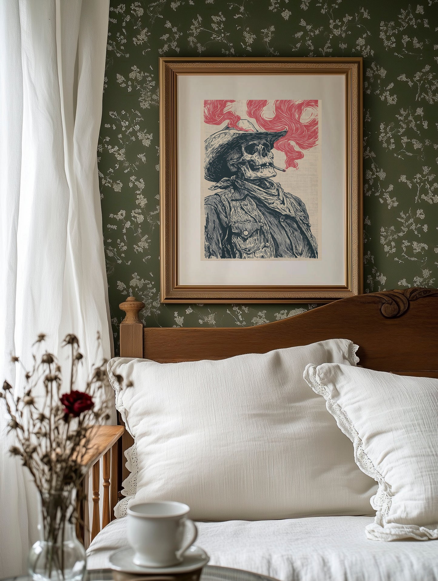 The Last Cowboy — Profile Skeleton Engraving Print