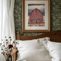 The Red Barn — Stormy Prairie Oil Painting
