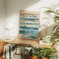 Live in the Sunshine — Coastal Abstract Quote Print