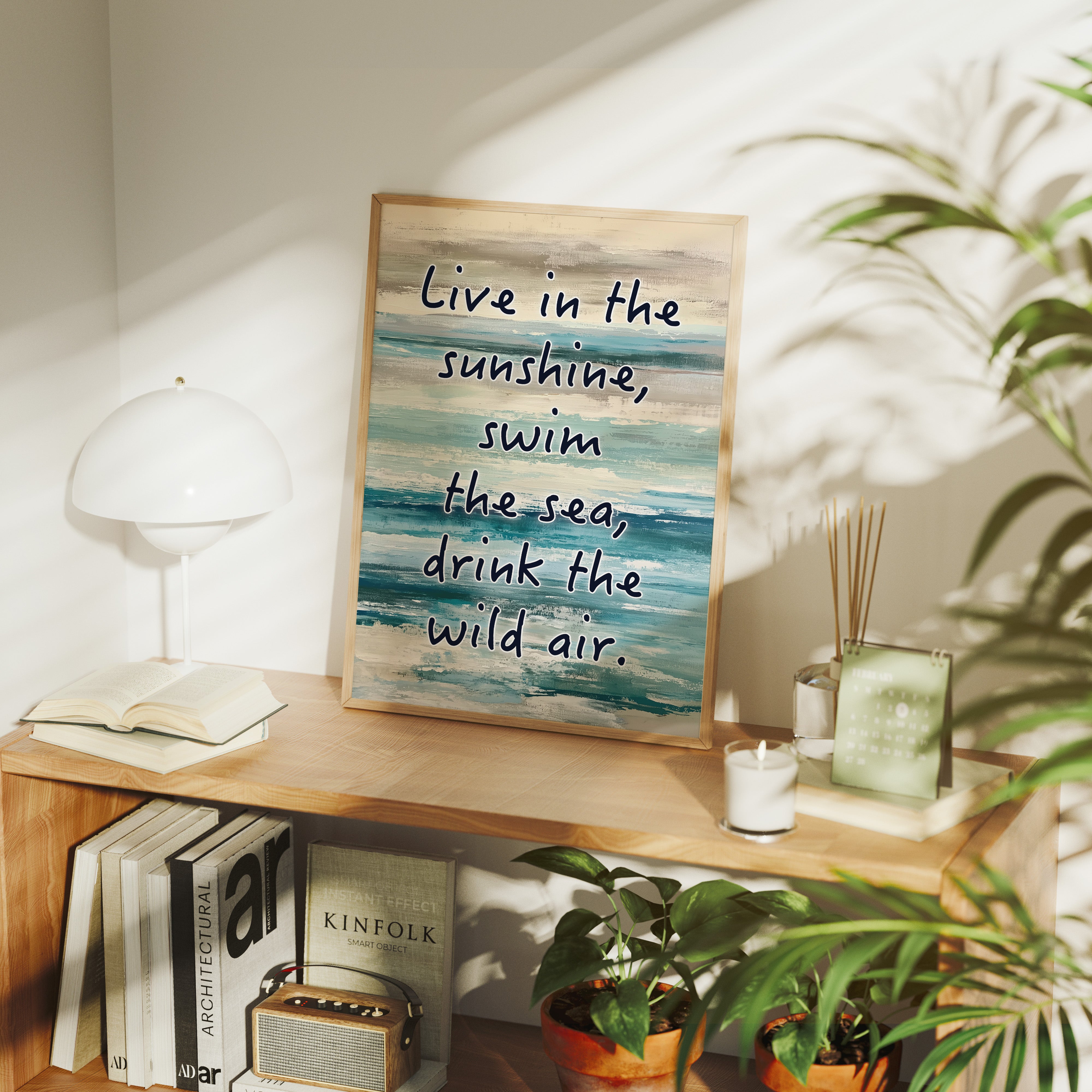 Live in the Sunshine — Coastal Abstract Quote Print