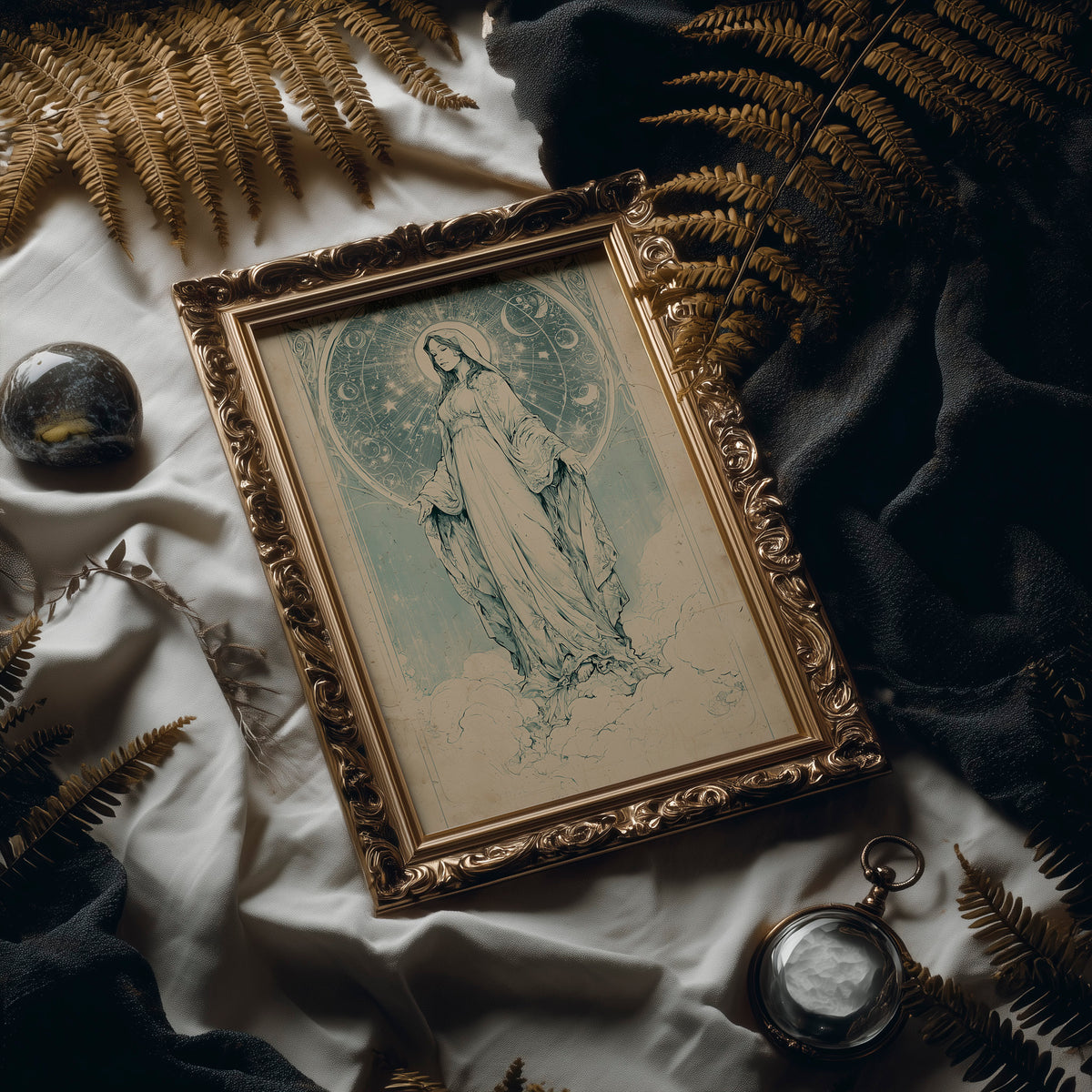 Our Lady of Stars — Art Nouveau Celestial Devotional Print