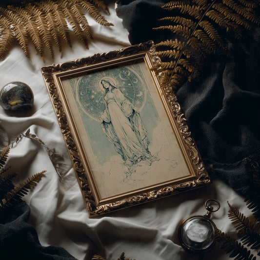 Our Lady of Stars — Art Nouveau Celestial Devotional Print