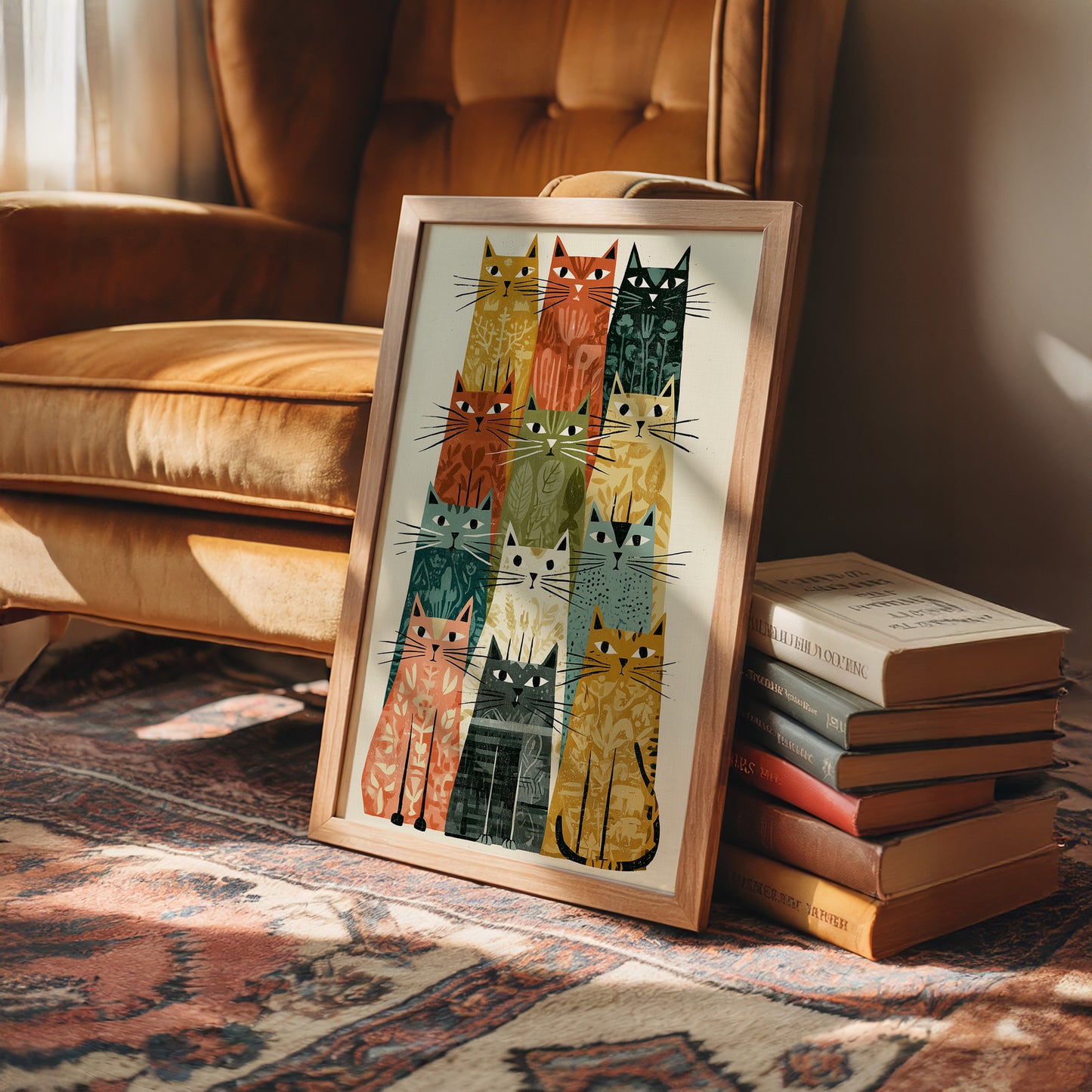 Cat Stack: A Mid-Century Feline Chorus