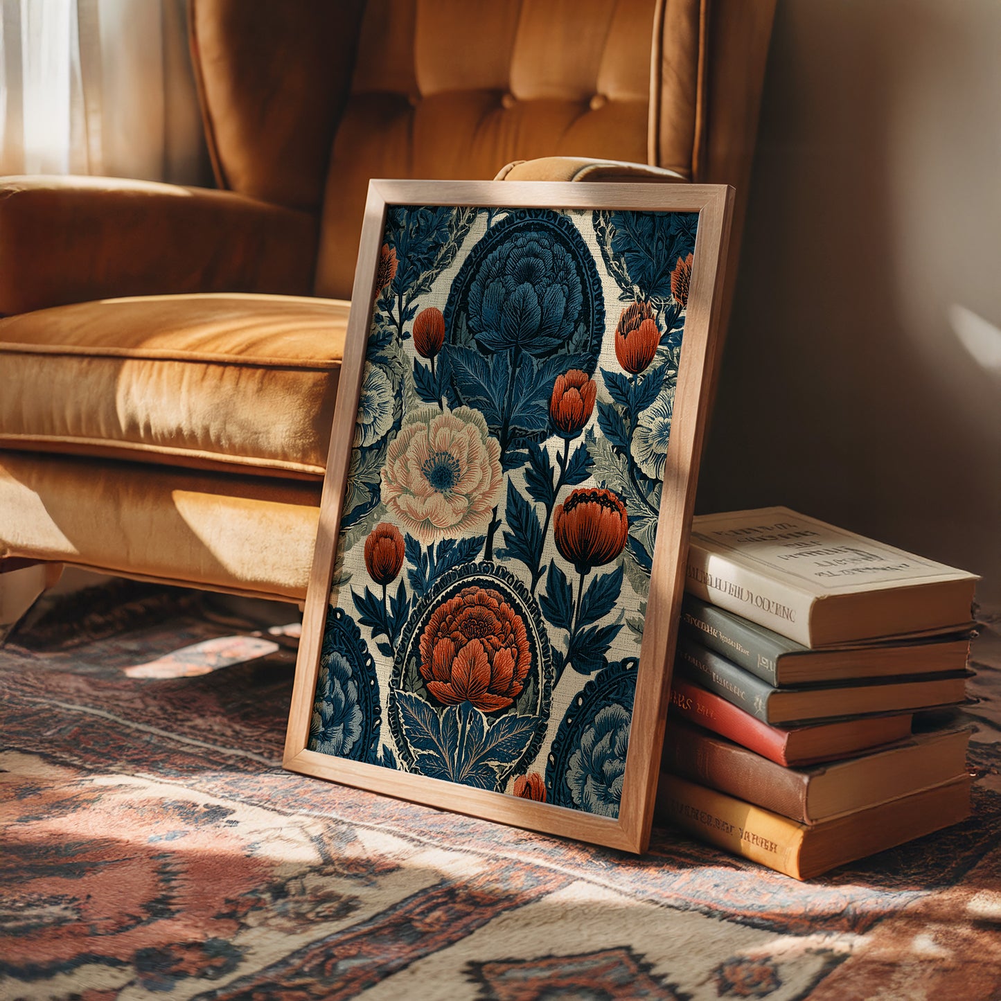 Indigo Garden: A Vintage Floral Tapestry