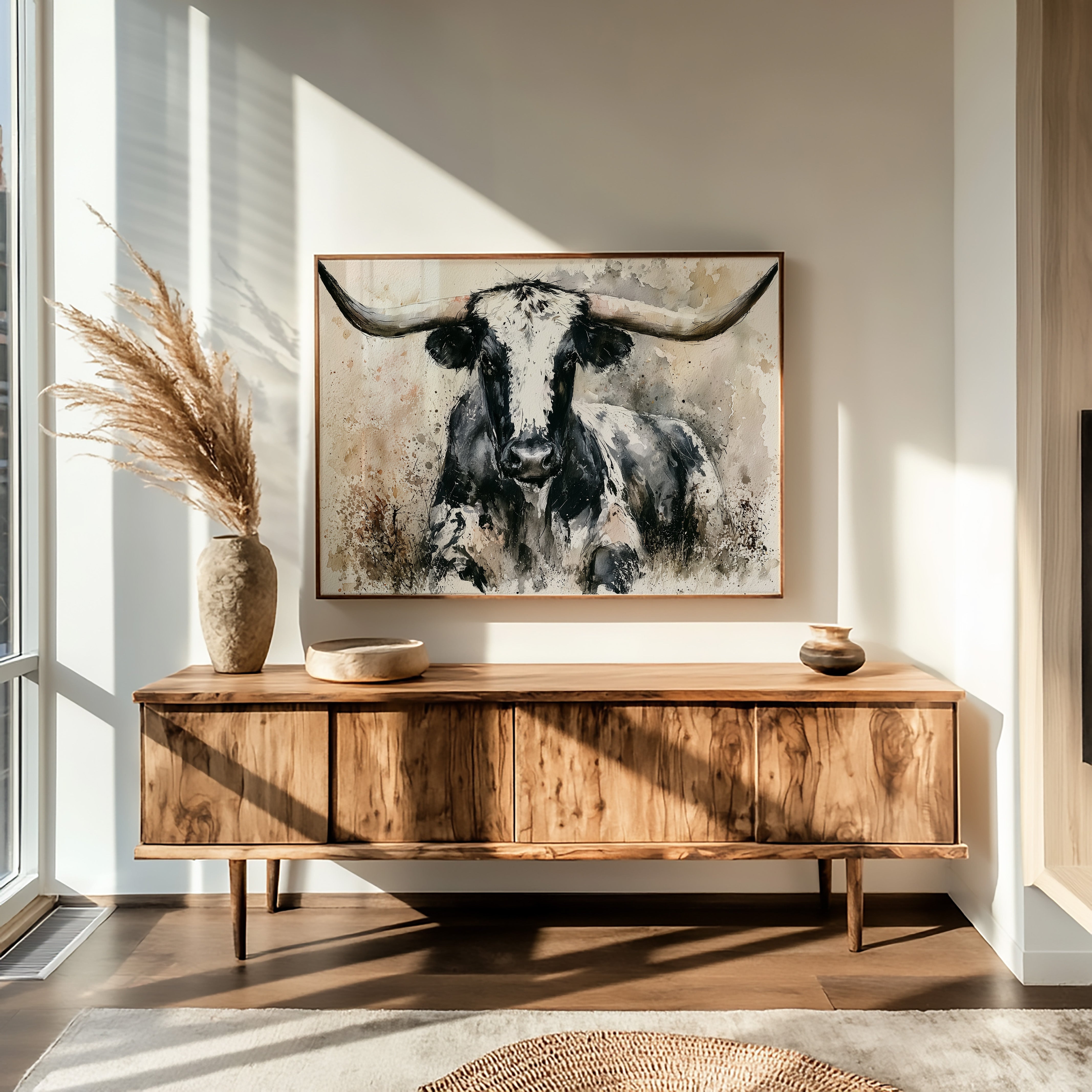 Longhorn in Black and White