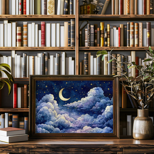 Crescent Moon Above the Clouds