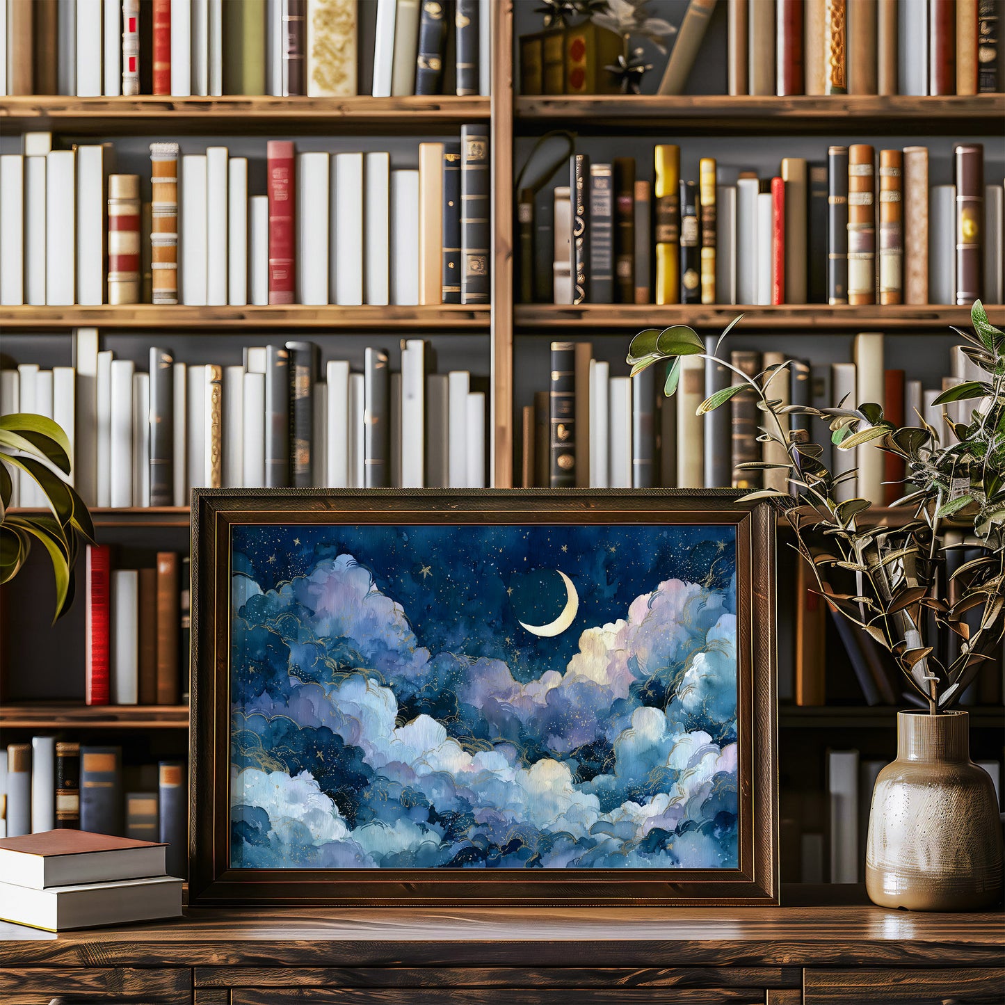 Gold-Lined Clouds and Crescent Light