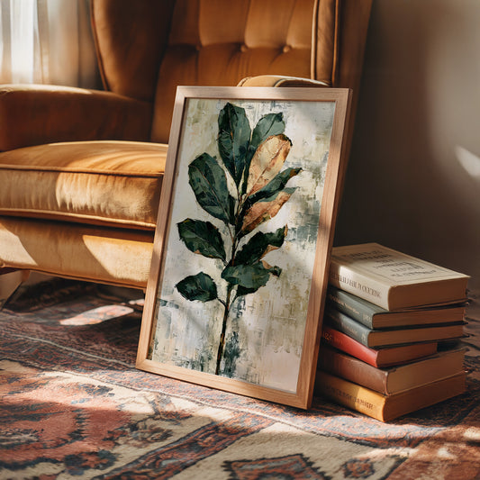Magnolia Stem in Green and Rust