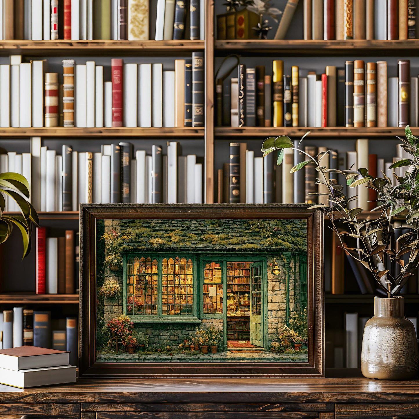Bookshop Wrapped in Green
