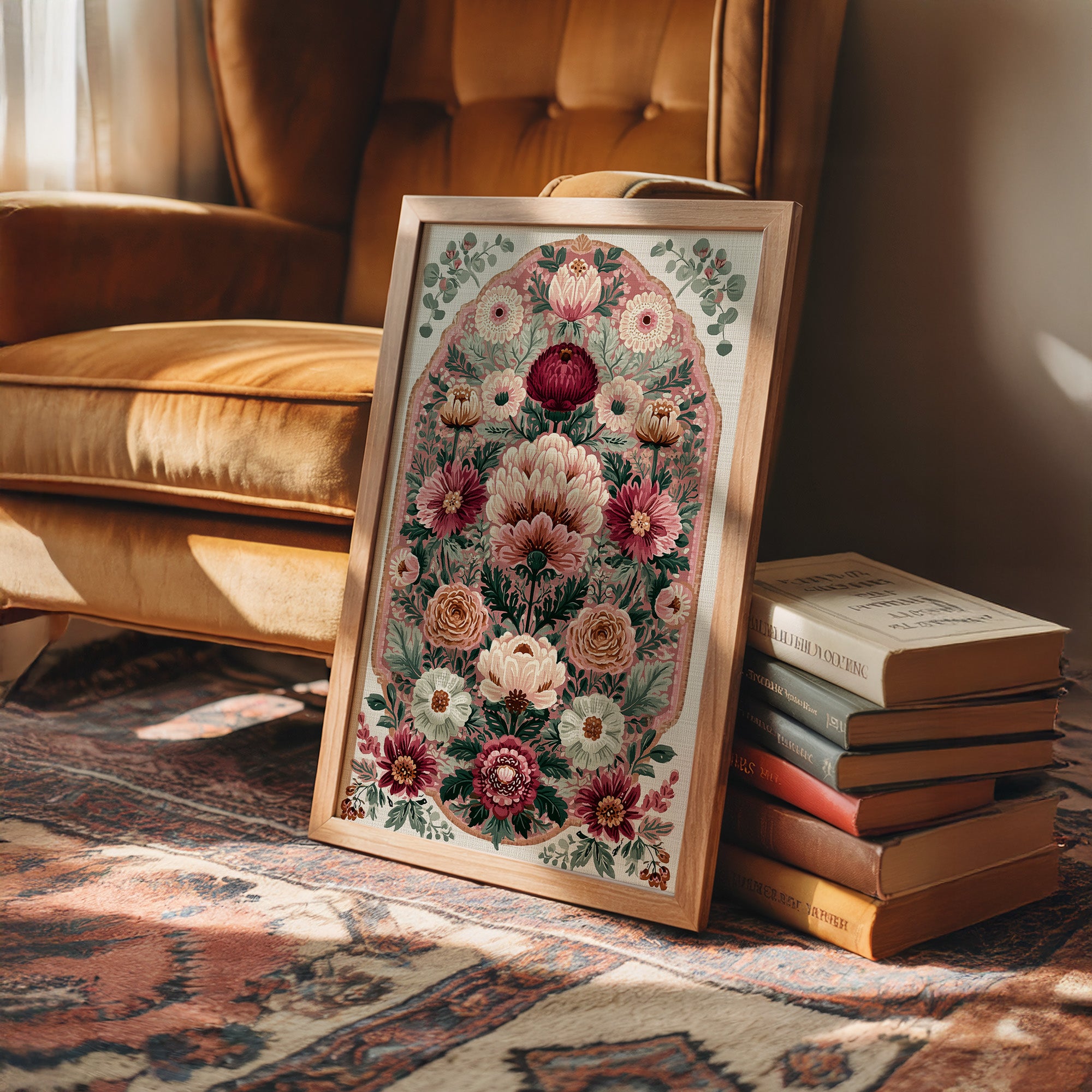 Blush Bouquet: A Grand Floral Medallion