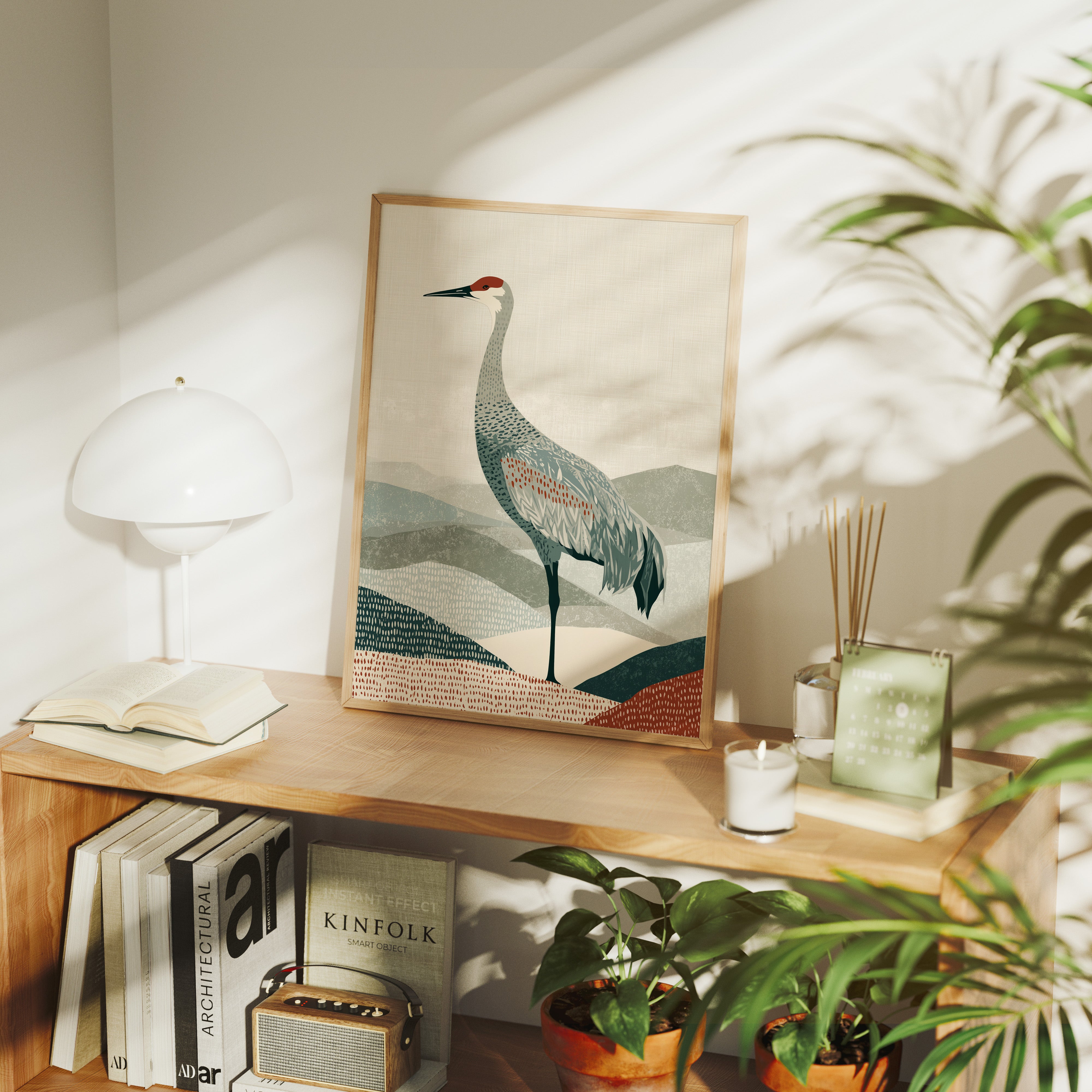 Sandhill Silhouette: Modern Crane Study