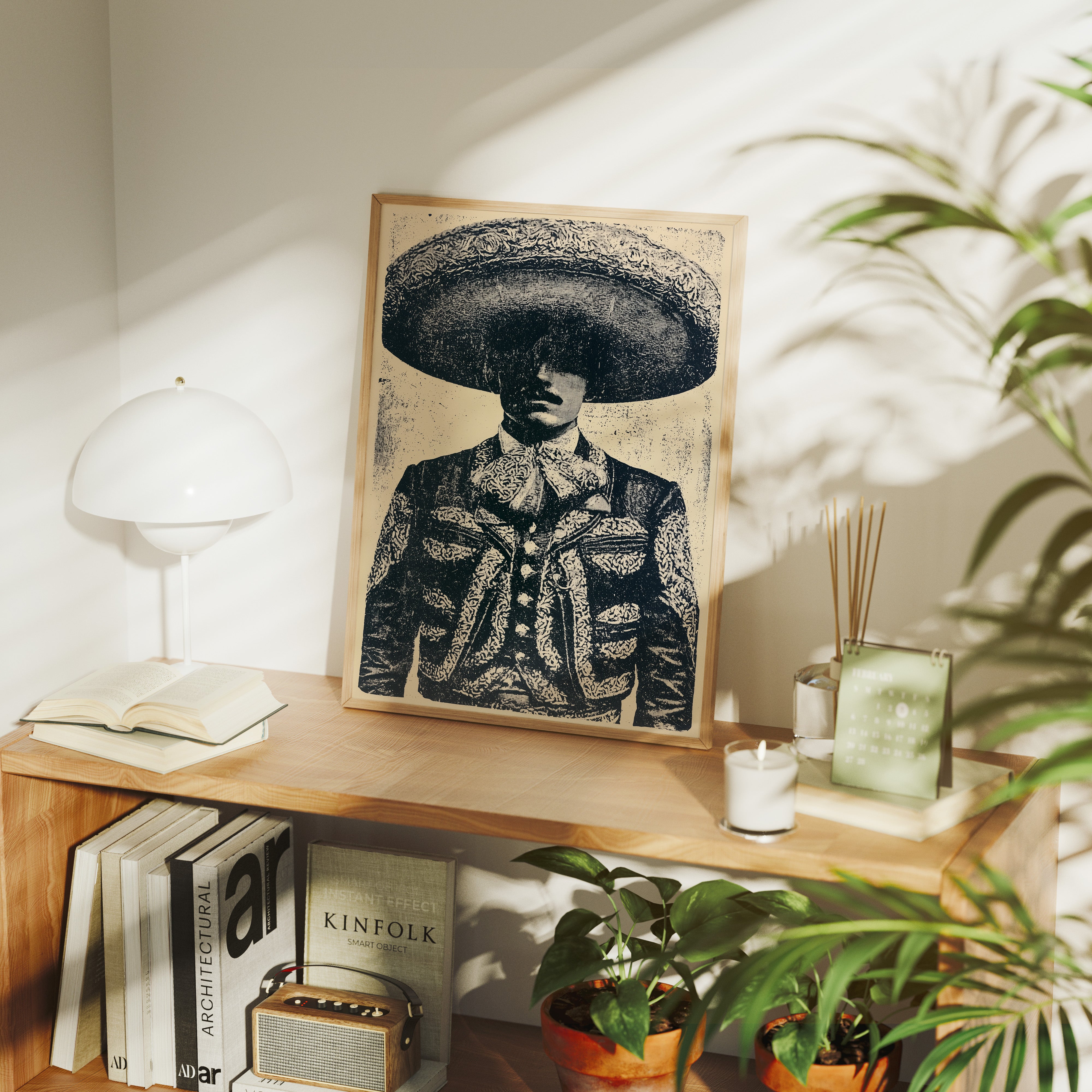The Charro's Silhouette: Vintage Screen Print