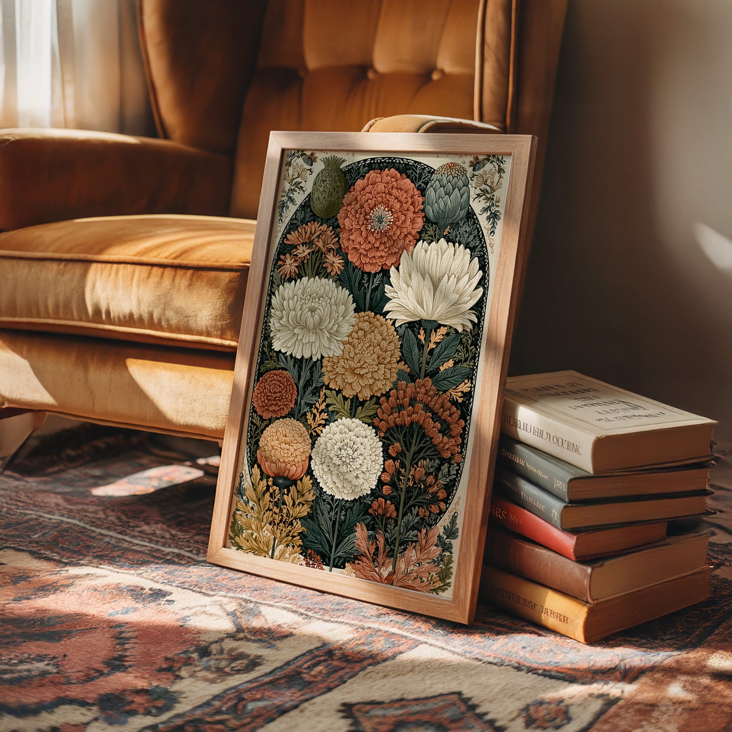 Chrysanthemum and Marigold Botanical Plate