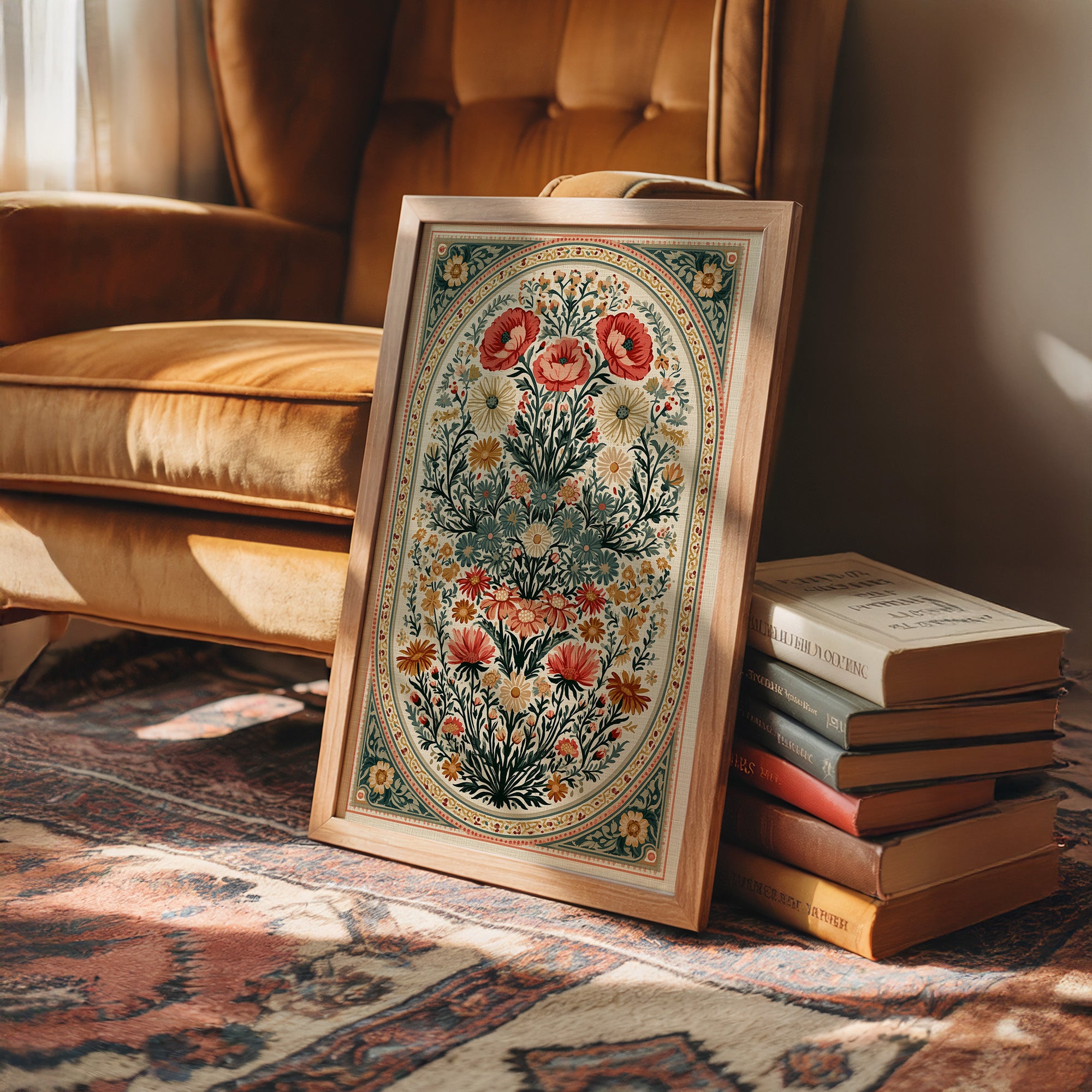 Symmetrical Bouquet Medallion Tapestry