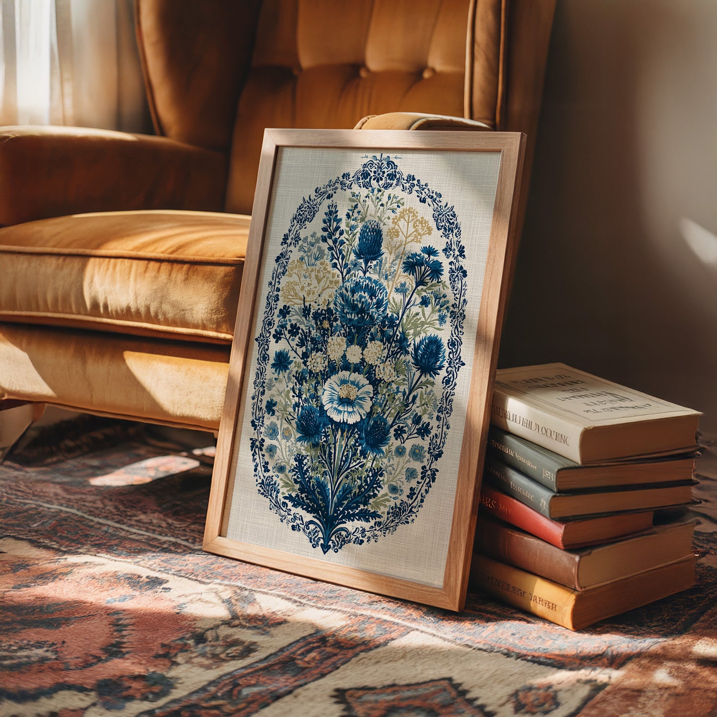 Thistle and Cornflower Medallion Tapestry