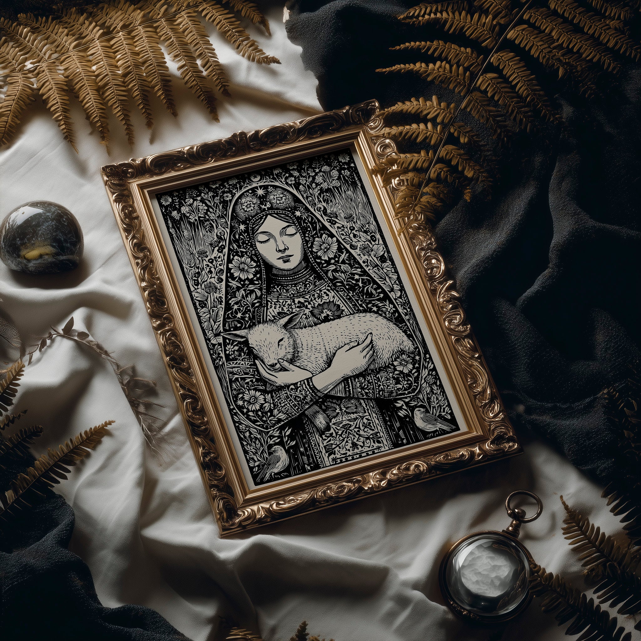 Madonna and Lamb: A Woodcut Devotion